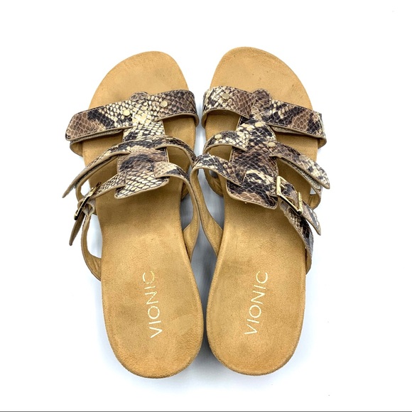 Vionic Orthotic Wedge Sandals Snake Embossed - Picture 4 of 9